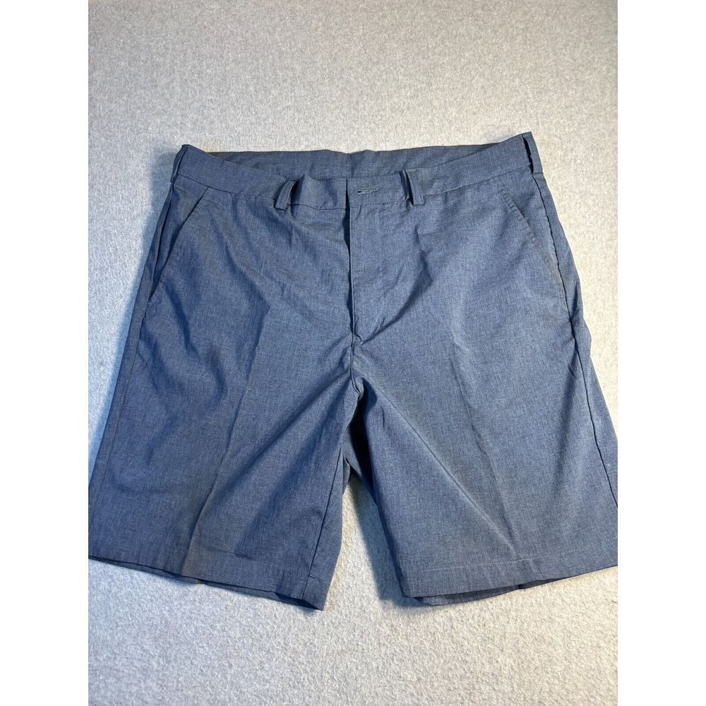 PGA TOUR Chino Shorts Mens Size 36 Navy Polyester Lined Slash Pockets Flat Front